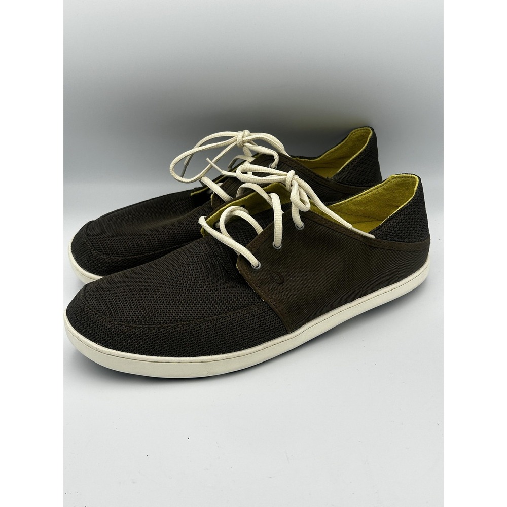 OluKai Nohea Lace Mesh Shoes Mens Size 13 Brown White Casual Lightweight Comfort - Picture 1 of 11